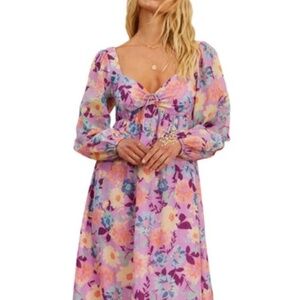 Billabong X The Salty Blonde Paradise Love Long Sleeve Midi Dress In Lovin Lilac